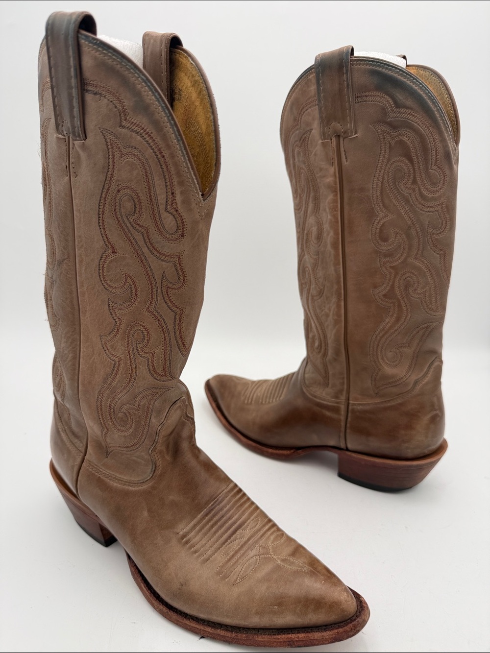 Ariat Taupe Leather Western Cowboy Boots women 8.5B festival rodeo Y2K fall